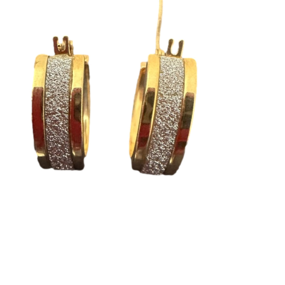 QVC Stainless Steel Gold and Crystal Lined Hoops Brand New